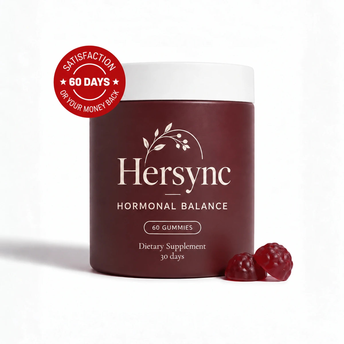 Hersync Hormonal Balance Gummies, 60 gummies, 60-day money-back guarantee